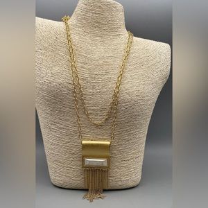 Stephanie Kantis Waterfall Tassel Necklace with Signature S Clasp. 24K GP.